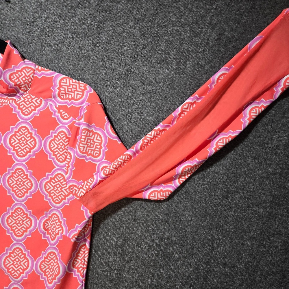 Cabana Life Coral Geo 1/4 Zip Long Sleeve Sport Dress Pink 50+ UPF Sz S - Picture 4 of 12